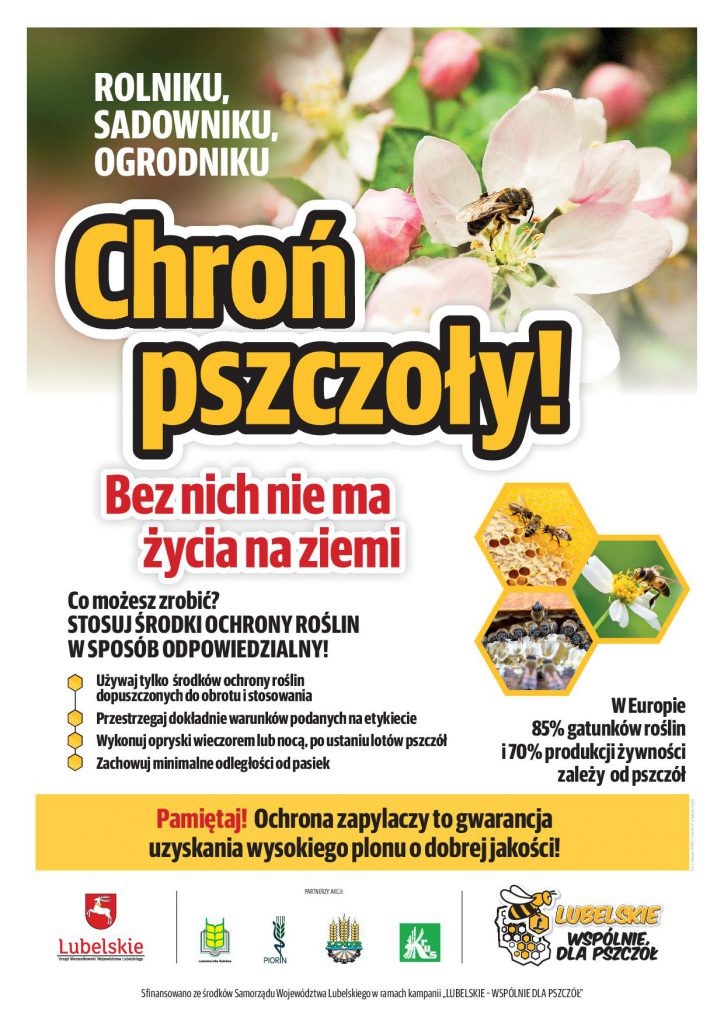 plakat z informacjami o ochronie pszczół
